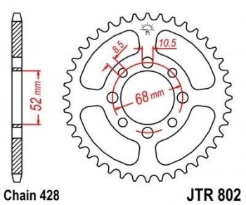 Corona JT 802 de acero con 34 dientes