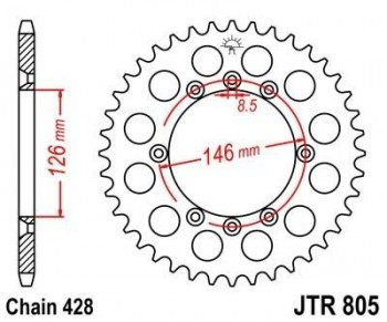 Corona JT 805 de acero con 50 dientes