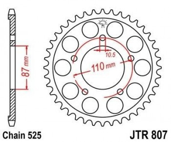 Corona JT 807 de acero con 46 dientes