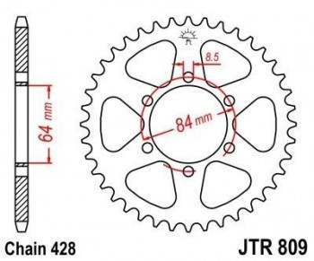 Corona JT 809 de acero con 44 dientes