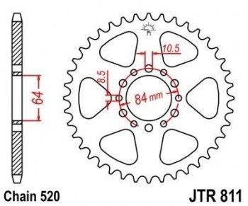 Corona JT 811 de acero con 39 dientes