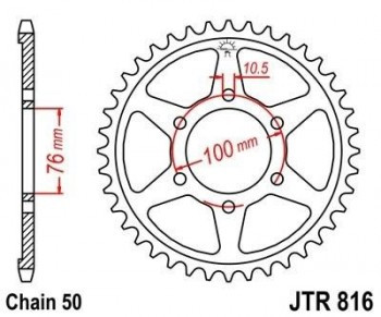 Corona JT 816 de acero con 42 dientes