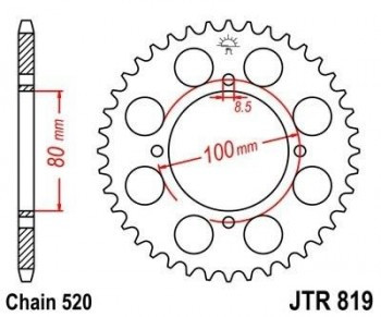 Corona JT 819 de acero con 39 dientes