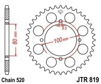 Corona JT 819 de acero con 46 dientes