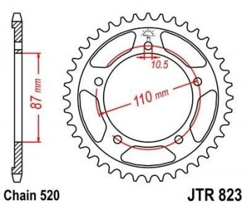 Corona JT 823 de acero con 46 dientes