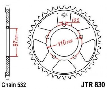Corona JT 830 de acero con 46 dientes
