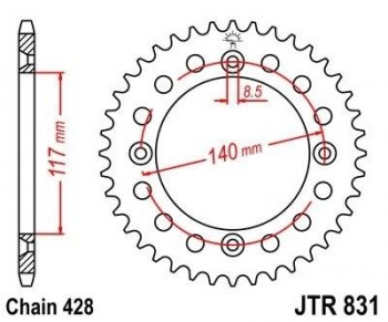 Corona JT 831 de acero con 48 dientes