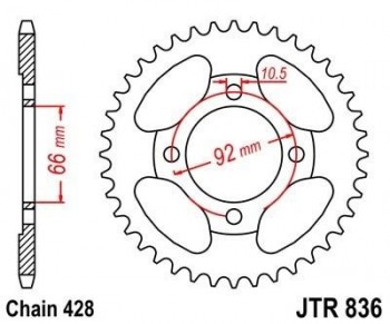 Corona JT 836 de acero con 39 dientes