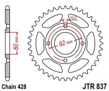 Corona JT 837 de acero con 39 dientes