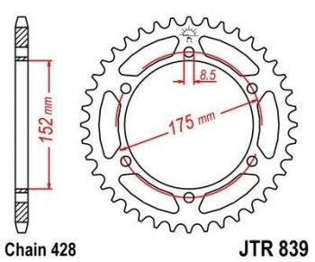 Corona JT 839 de acero con 55 dientes