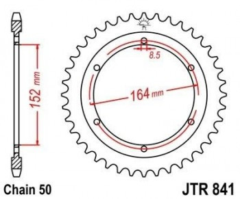 Corona JT 841 de acero con 42 dientes