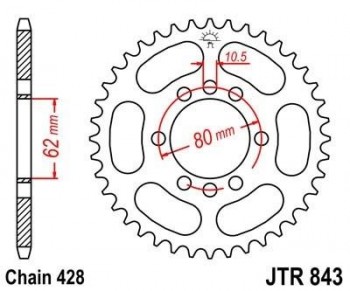 Corona JT 843 de acero con 49 dientes