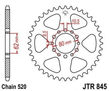 Corona JT 845 de acero con 43 dientes