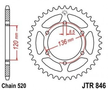 Corona JT 846 de acero con 39 dientes