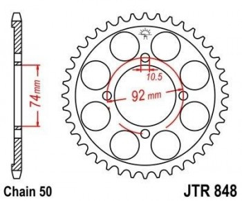 Corona JT 848 de acero con 37 dientes