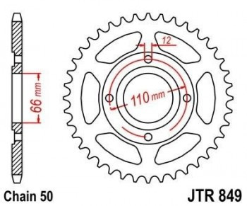 Corona JT 849 de acero con 38 dientes