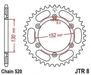 Corona JT 8 de acero con 51 dientes