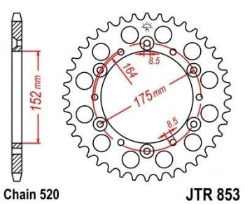Corona JT 853 de acero con 47 dientes