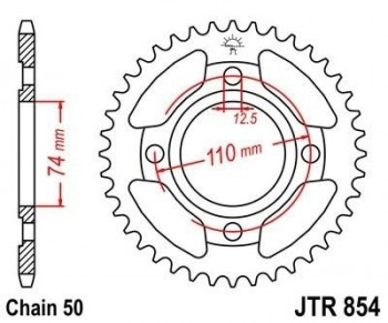 Corona JT 854 de acero con 36 dientes