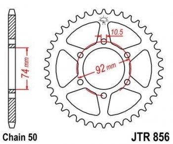 Corona JT 856 de acero con 45 dientes