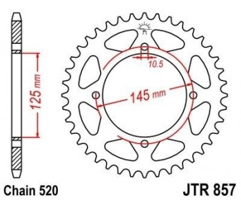 Corona JT 857 de acero con 39 dientes