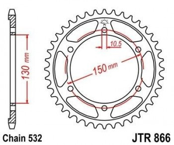 Corona JT 866 de acero con 38 dientes