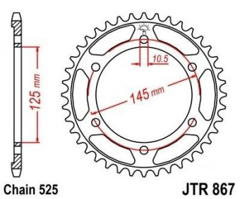 Corona JT 867 de acero con 44 dientes