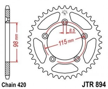 Corona JT 894 de acero con 46 dientes
