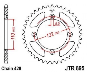 Corona JT 895 de acero con 46 dientes