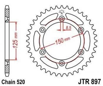 Corona JT 897 de acero con 38 dientes