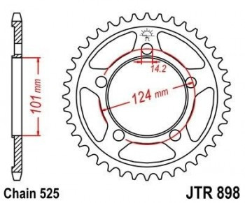 Corona JT 898 de acero con 37 dientes