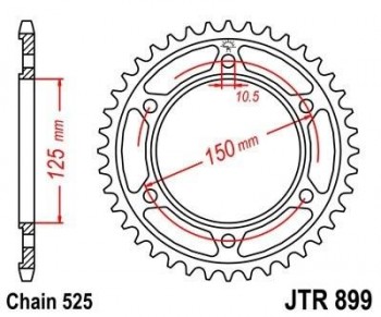 Corona JT 899 de acero con 42 dientes