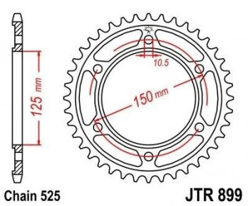 Corona JT 899 de acero con 45 dientes