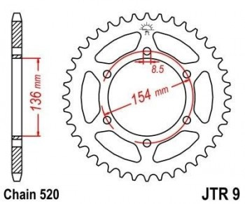 Corona JT 9 de acero con 47 dientes