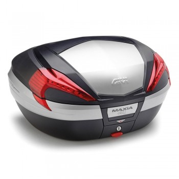 Baul 56L Givi V56 Maxia 4 reflex rojo tapa aluminio